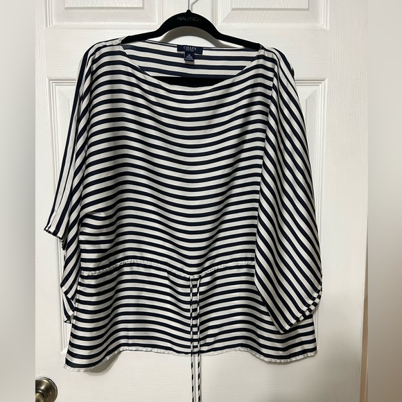 Chaps Tops - 𝅺womens chaps Size medium striped Blue And White bat wings Sleeves
